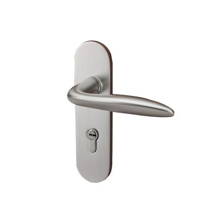 China Modern Wooden Mute Door Lock Long Plate Aluminum Alloy Interior Door Handle Silver Simple Lock Set for sale