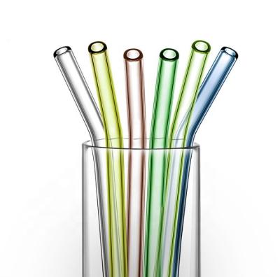 China Straight Stocked Borosilicate Glass Bent Food Grade Reusable Drinking Straw for sale