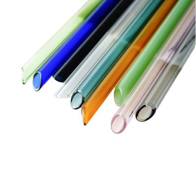 China Disposable Reusable Borosilicate Straight and Bent Colorful Glass Straws for sale