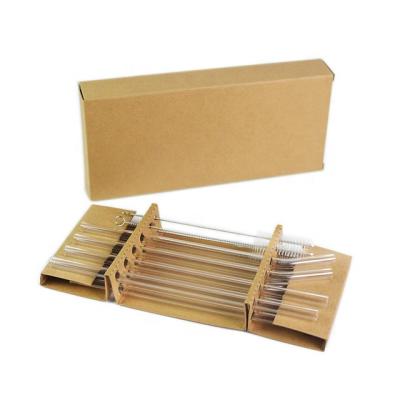 China Disposable Daily Reusable Drinking Glass Straw Set with Paper Box Packing for sale