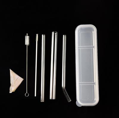 China New Custom Wholesale Disposable Easy To Carry Glass Straw Set With Plastic Box for sale