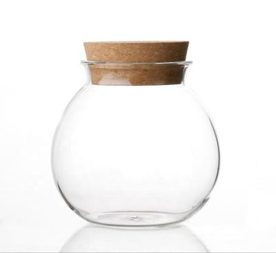 China Wholesale New CLASSIC Round Shape Cork Lid Storage Bottle Glass Jar for sale