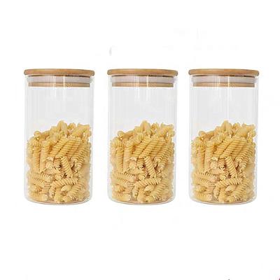 China High Sustainable Borosilicate Glass Food Storage Jar With Bamboo Lid for sale