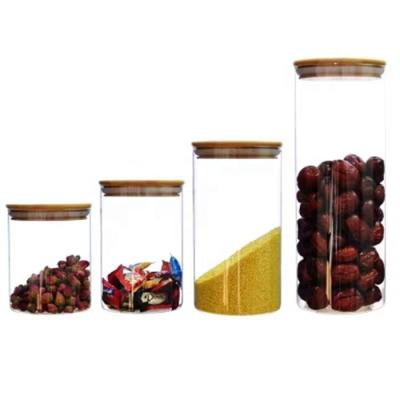 China Storage in lucid storage freshness storage jarwith lid bamboo glass jar for sale