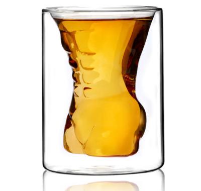 China Whiskey Vodka Shape Body Shape Men Women Glass Cup Disposable Double Shot Creative Wall for sale