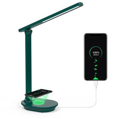 China 10W Radio Modern Multifunctional Desk Fill Light 3 Color Dimmable Touch Control Led Table Lamp With Wireless Charger for sale