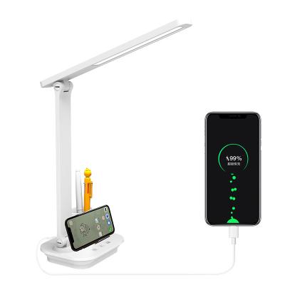 China Modern Manufacturer 2000mah Lithium Battery Table Lamps Rheostat Near Desk Usb Touch Desk Table Lamp With Mobile Phone Pen Holder for sale