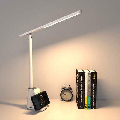 China Modern 24W Qi Brightness 5 Desk Lamp USB Dimmable Fast Charging Touch Sliding Reading Led Table Lamp With Wireless Charger for sale