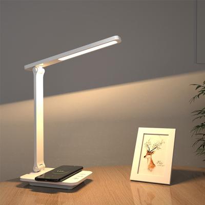 China Modern Folding Led Wireless Charging Desk Lamp With USB Port Table Reading Light Portable Charger for sale