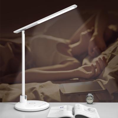 China Modern 24W Qi Brightness 5 Desk Lamp USB Dimmable Fast Charging Touch Sliding Reading Led Table Lamp With Wireless Charger for sale