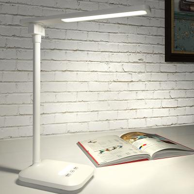 China 3 Stage Dimmable Gouache Folding Desk Light Student LED Study Table Lamp Smart Modern White White Desk Lamp for sale