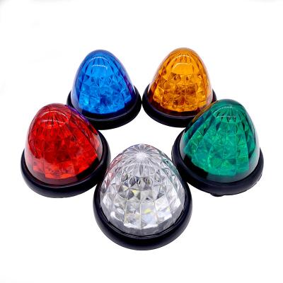 China Car Truck Trailer 24V Round Bullet 16leds Crystal Led Beacon Lights Side Turn Signal Light for sale