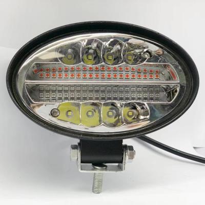 China Farm 144w Oval White + Amber Flashing Strobe Led Work Light 12V 24V For Motorcycle Headlight Led Car Light for sale