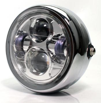 China 6 Inch Aluminum Round High Low Beam Die Cast Black Chrome Motorcycle Accessories Led Headlight for sale