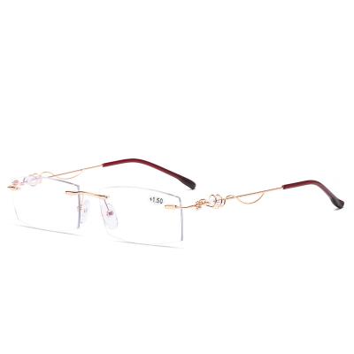 China The framework is flexible. Glass Multifocal High Level Frameless Reading Glasses Double To Focus Anti-Blue Reading Glasses for sale