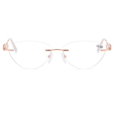 China The framework is flexible. New Multifocal Lens Design Reading Glasses Double Rimless Light Weight Anti-blue Frameless Reading Glasses for sale