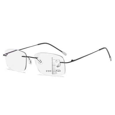 China The framework is flexible. Classic Flexible Rimless Reading Glasses Metal Frame Multifocal High End Progressive Glasses Reading Glasses for sale