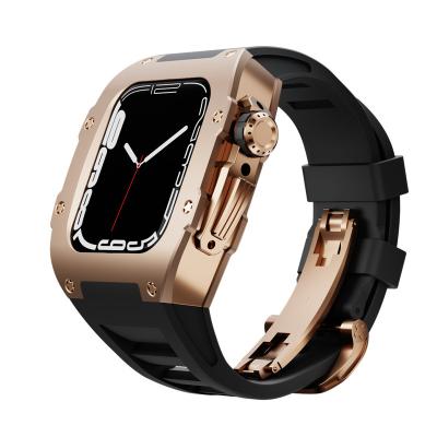 China Fashion Luxury Popular High Quality Protective Watch Case\Dress For iwatch Serial 7 Strap Screen Cover Stainless Steel Rubber Apple Watch Case for sale