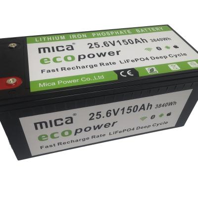 China Customized LFP 24V 150ah mica LiFePO4 lithium iron phosphate lithium ion battery pack with 6000 cycles for solar system 522 x 238 x 222mmmm for sale