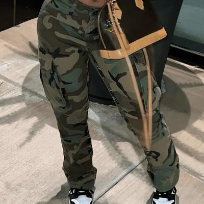 China Anti-Wrinkle DK S6873 Summer Ins Style Straight Pants For Women Camouflage Cargo Pants XS-XXL Waist Pants Graphic Street Wear For Women for sale