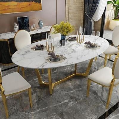 China Modern Modern Dining Table Luxury Modern Restaurant Dining Furniture Luxury Metal Base Marble Dining Table for sale