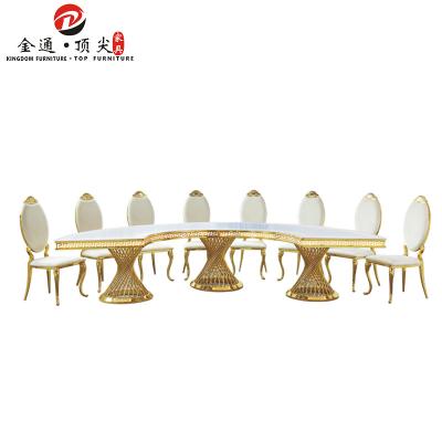 China Wholesale Modern Restaurant Stainless Steel Metal Dining Table Modern Wedding Stainless Steel Marble Custom Dining Table for sale