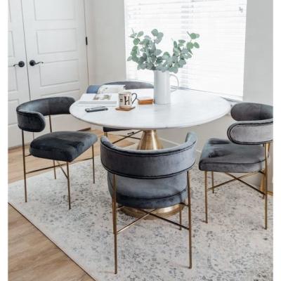 China Nordic Small White Metal Modern Restaurant Dining Table Base Designs Furniture Luxury Dining Room Marble Round Dining Table Set Modern for sale