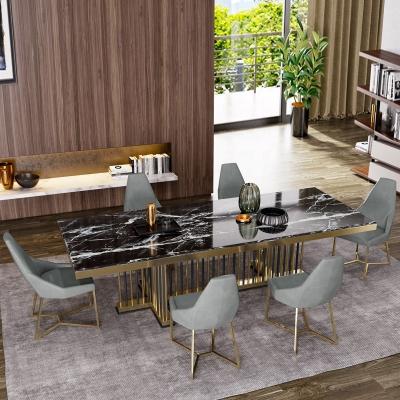 China Morden Design Modern Luxury Marble Top Dining 6 Chairs Table Set Dining Furniture Table And Chairs For Dining Room for sale