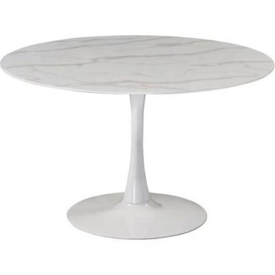 China Luxury modern new product bar mesa marmol restaurant tables metal base round marble top dining table for sale