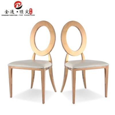 China Traditional Gold And Silver White Stainless Steel PU Stackable Wedding Dining Chair for sale