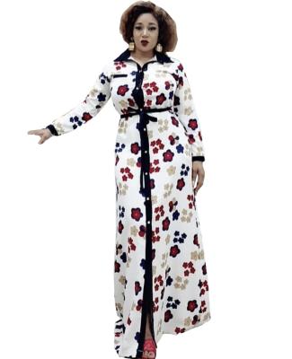 China Muslim And African Plus Size Women Casual Dress Printing High Quality Long Sleeve Big Swing Dress #01 for sale