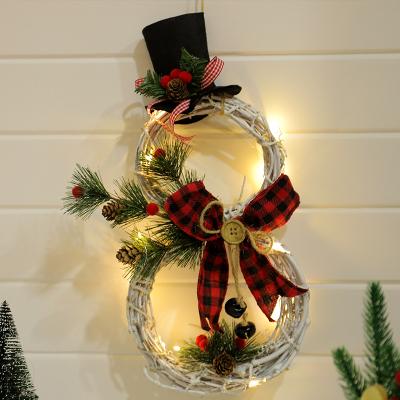 China New Products Christmas Decoration Christmas Wreath Home Pendant LED Polyester Lights Garland Christmas Vine Pendant Circle for sale