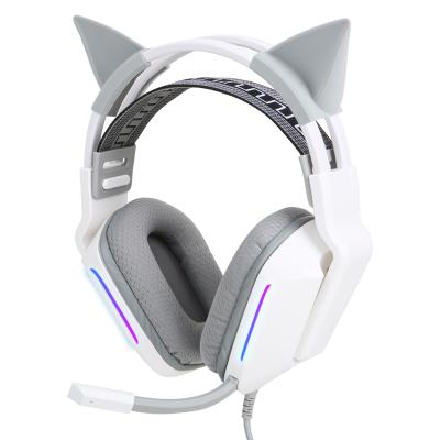 China Headband with Cat Ear Gaming Headset Earphones Microphone Fit for PC Computer and xbox ps4 Headset for sale