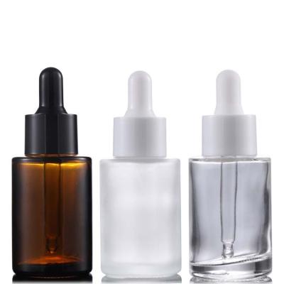 China Business& Hot Selling 30ml Purchasing Clear Frosted With Brown Color For Skin Care Glass Bottle Essential Oil Liquid Dropper Bottle for sale