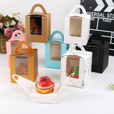 China Recyclable Transparency Factory Production With Open Window For Cake Dessert Kraft Paper Food Wrapping Paper Box for sale