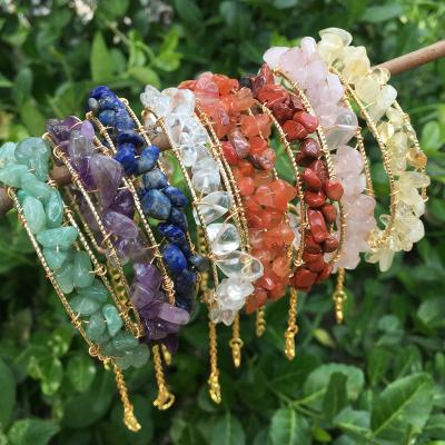 China Handmade Jewelry 18K Crystal Stone Beaded Bracelet Female Natural Chain Gold Plated DIY Crystal Gravel Beads Irregular Bracelet from China for sale