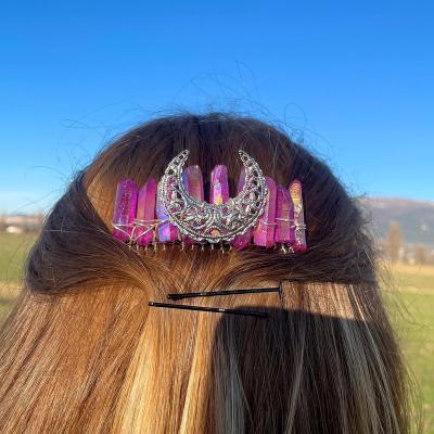 China China Hot Selling Gift Wirewrap Crystal Crown Hair Accessories Bridal Natural Hairpin Crystal Craft for sale