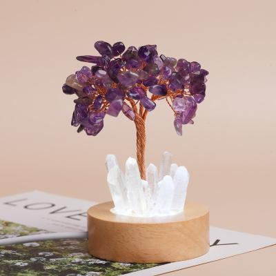 China Natural Tree Light China Base USB Connection Amethyst White Light Home Decoration Gift for sale