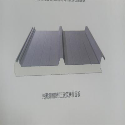 China 50/100/150/200mm PU/PU Rock Wool/PU Glass Wool Insulated Waterproof PU Roof Panel for sale