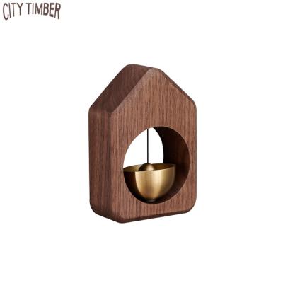 China Wholesale Rustic Wall Mounted Wooden Wind Chimes With Brass Bell Door Bell Funny Hot Sale Luxury Decorative Bell for sale