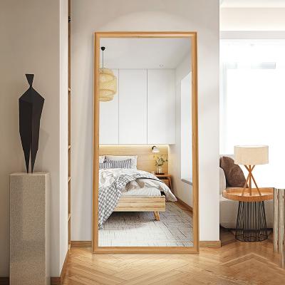 China Large Size Living Room Floor Mirror Bedroom Mirror Wooden Frame High Floor Contemporary Full Body Cosmetic Mirror With Frame for sale