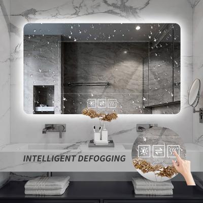 China 2020 New Design Wall LED Cloakroom Mirror Smart LED Lighted Full Mirror for sale