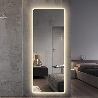 China Large LED Lighted Wall Cloakroom Mirror Smart LED Lighted Integral Mirror for sale