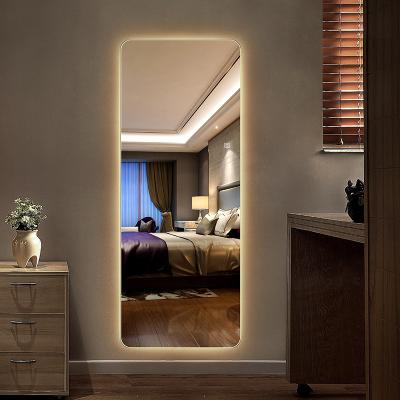 China Contemporary Smart LED Lighting Makeup Mirror HD Performance Full Body Mirror Round Frameless Design Large Size Corner Mirror for sale