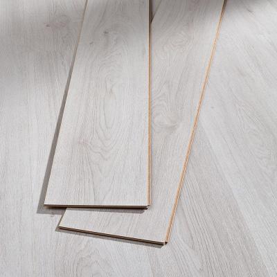 China Moisture resistance laminate flooring 12mm gray white mdf hdf laminare wood flooring for sale