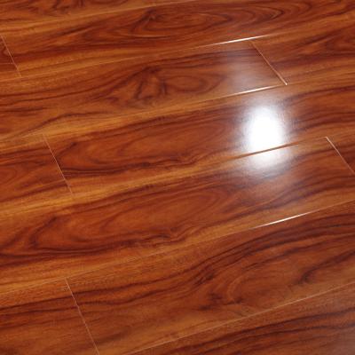 China Modern High Gloss Laminate Flooring 7mm 8mm 10mm High Gloss Waterproof 12mm Wax Laminate Flooring For Wholesale for sale