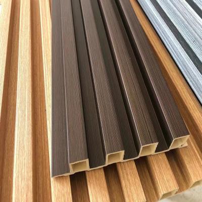 China Environmental Protection Factory Interior Decoration Plastic Composite Coating Wood Wall Panel WPC Fluted Indoor Wall Panel for sale