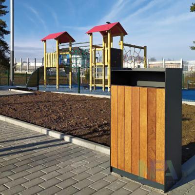 China NPA 2021 Large Trash Bins Sustainable Large Capacity Wooden Double Trash Bin Outdoor Trash Cans for sale