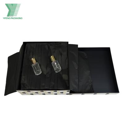 China Recyclable Premium Customized Printing Paper Cardboard 2 Pieces Gift Box Perfume Bottle Packaging Lid And Base Box With Decorate Ribbon for sale