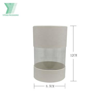 China Wholesale Luxury Recyclable Recycle Eco Friendly Paper Cylinder Box With Transparent Window for sale